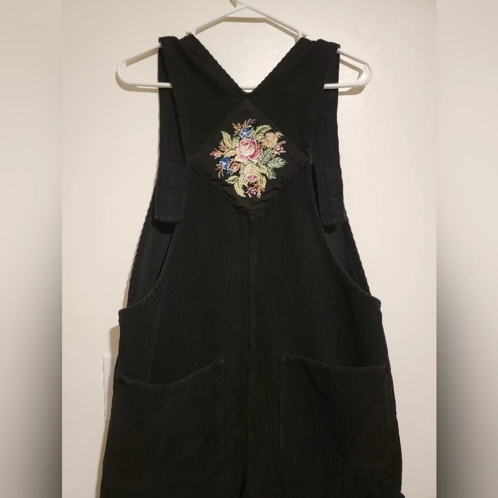 Victorian Trading Co. Embroidered Corduroy Wide Leg Womens Overalls Sz M Y2K 90s - Picture 12 of 14